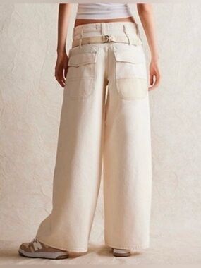 Free People wide leg cream “Waterfalls” Jeans!